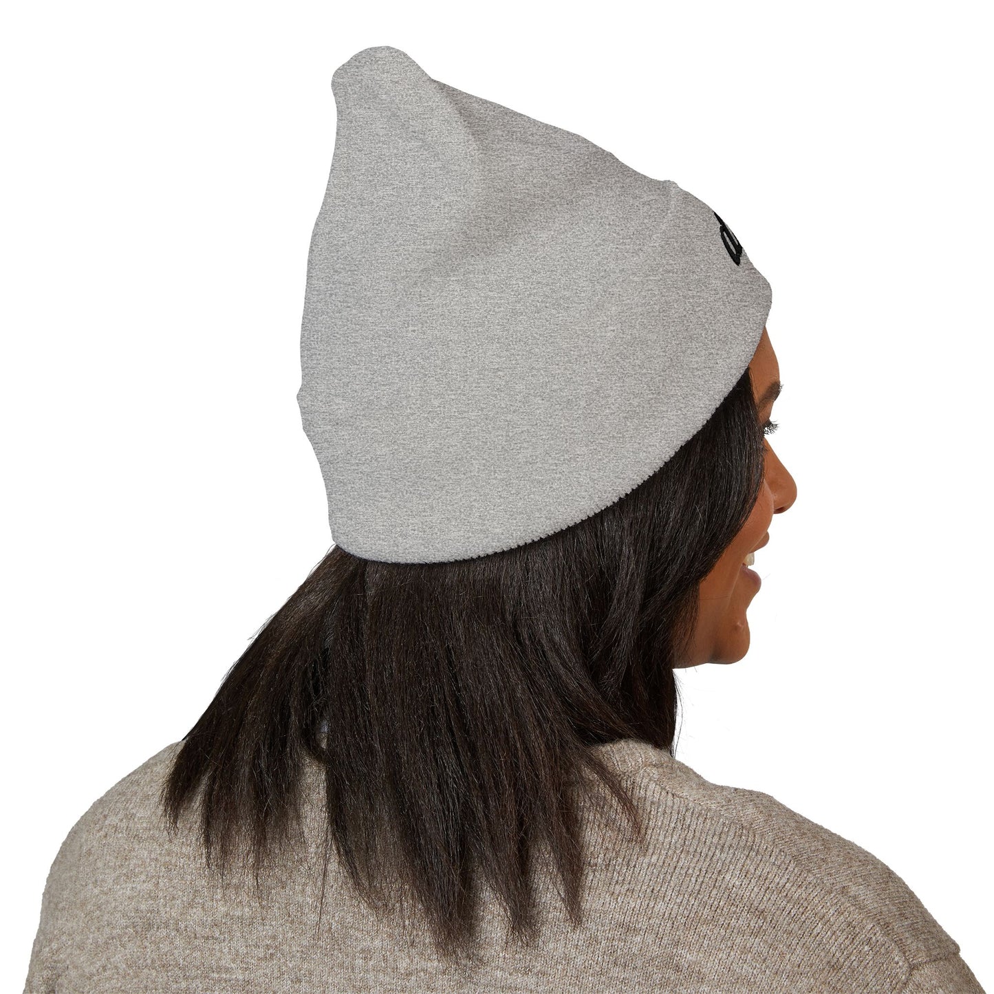 Embroidered "ditto." Classic Cuffed Beanie — Olive Knit Winter Hat