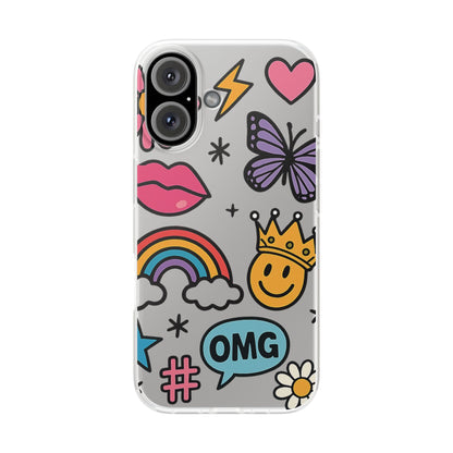 Doodle Pop Sticker Collage— Sleek Protective Flexi-Case