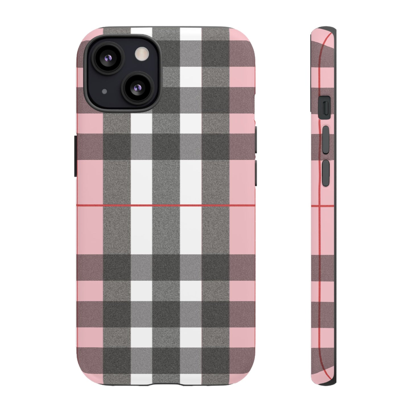 Bubblegum Plaid Tough Phone Case - Pink and Gray Buffalo Protection Cover