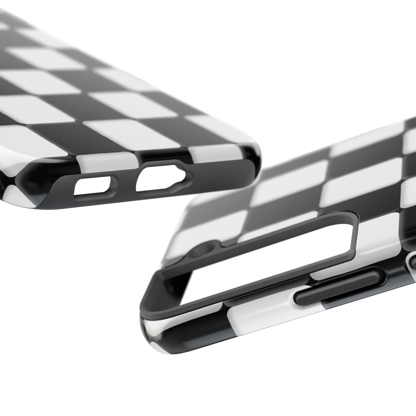 Checkerboard Tough Phone Case — Black & White Retro Protective Cover