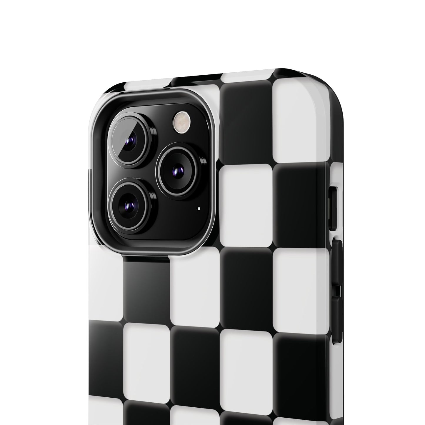 Checkerboard Tough Phone Case — Black & White Retro Protective Cover