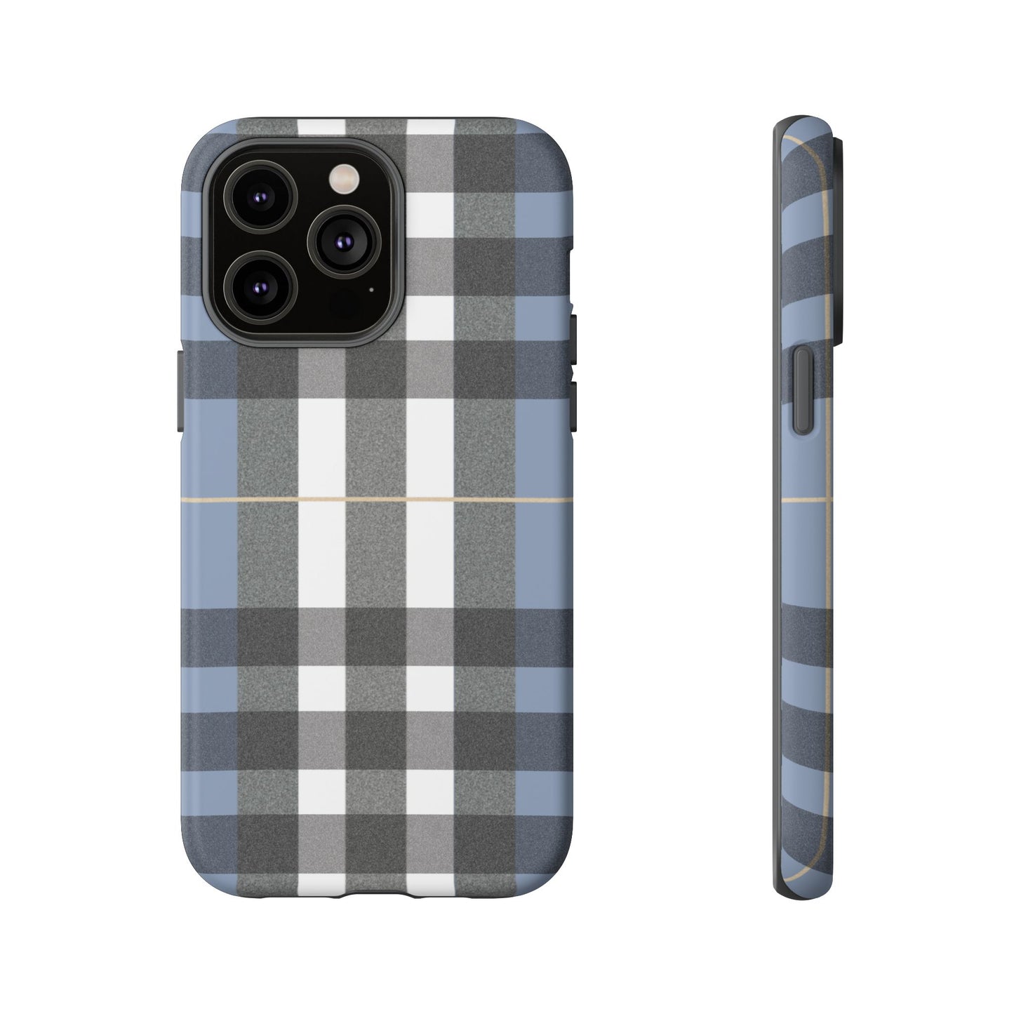 Nordic Plaid Tough Phone Case — Blue Gray Buffalo Check Protective Cover