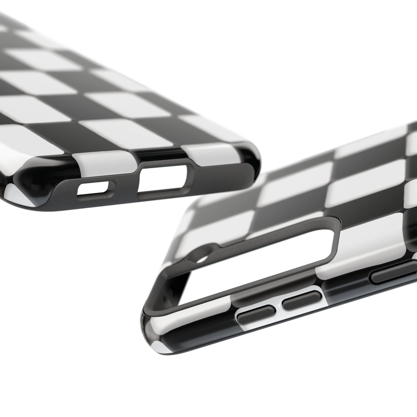 Checkerboard Tough Phone Case — Black & White Retro Protective Cover
