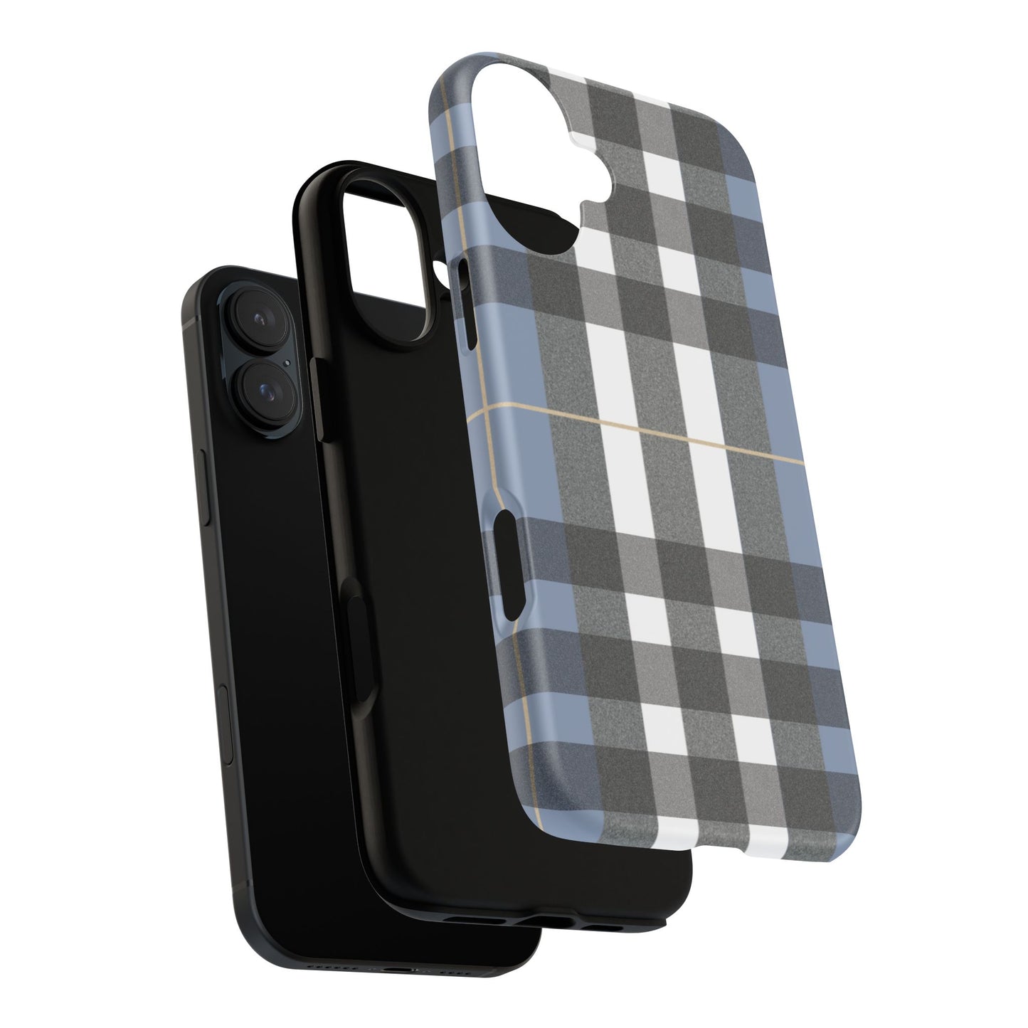 Nordic Plaid Tough Phone Case — Blue Gray Buffalo Check Protective Cover