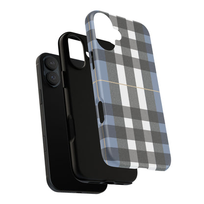 Nordic Plaid Tough Phone Case — Blue Gray Buffalo Check Protective Cover