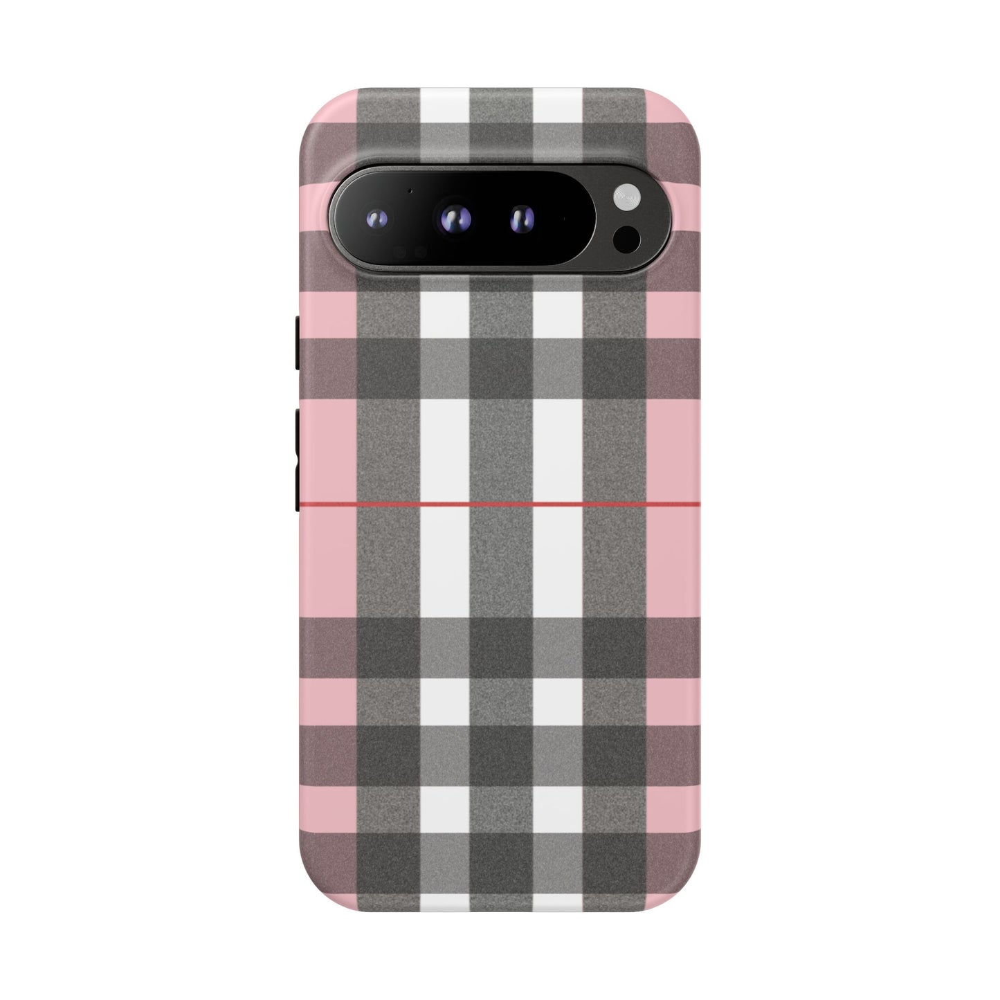 Bubblegum Plaid Tough Phone Case - Pink and Gray Buffalo Protection Cover