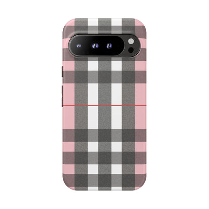 Bubblegum Plaid Tough Phone Case - Pink and Gray Buffalo Protection Cover