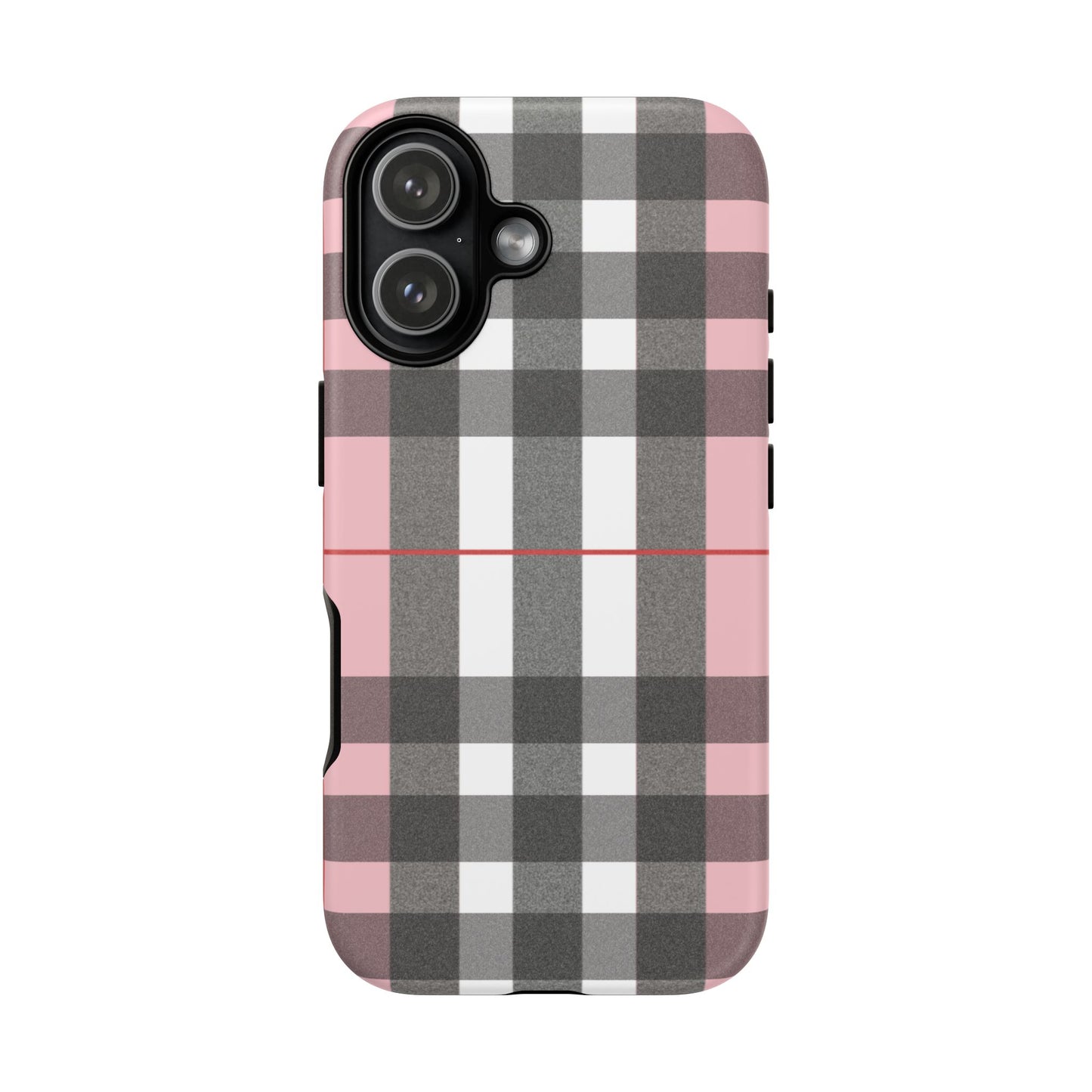 Bubblegum Plaid Tough Phone Case - Pink and Gray Buffalo Protection Cover