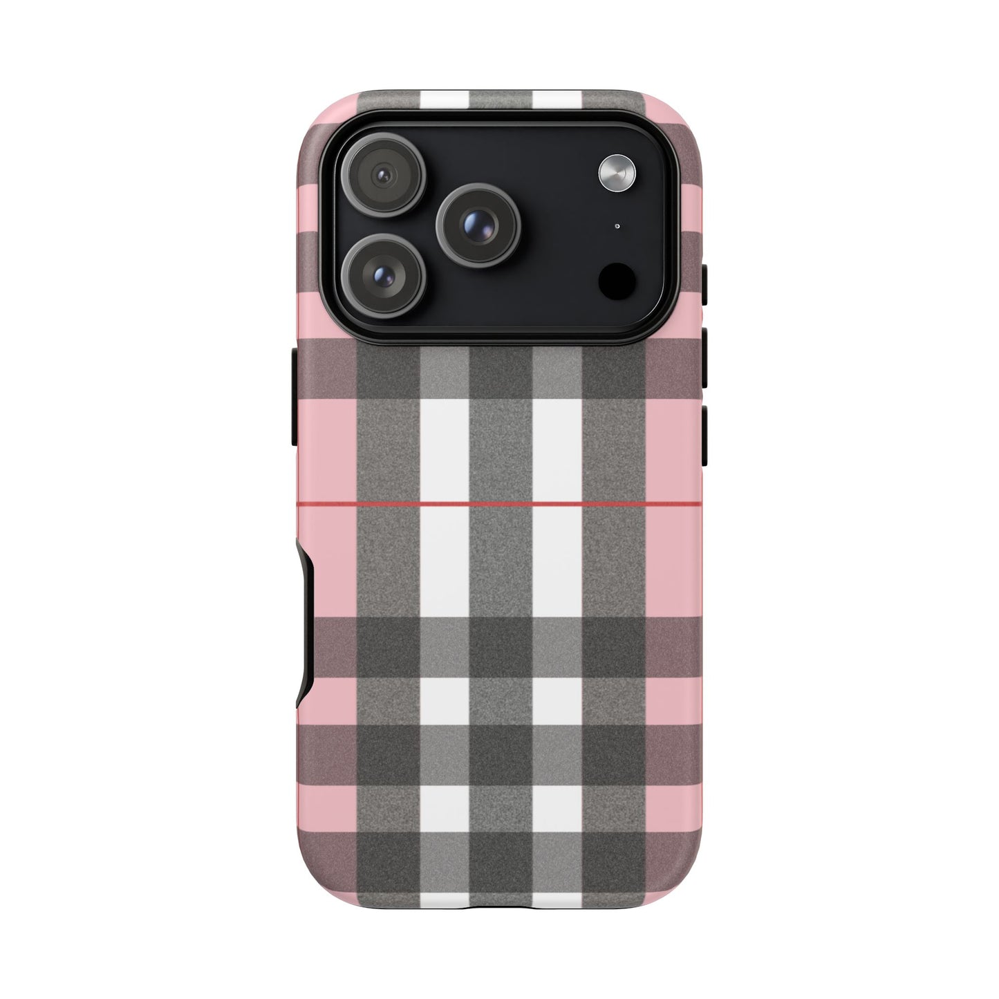 Bubblegum Plaid Tough Phone Case - Pink and Gray Buffalo Protection Cover