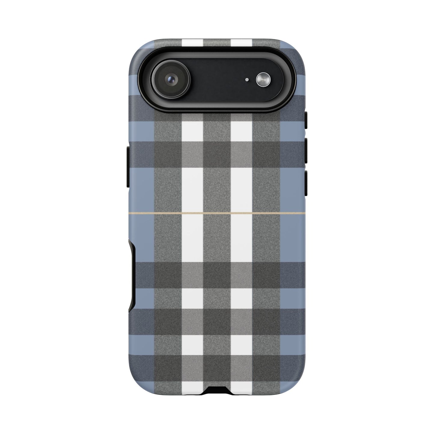 Nordic Plaid Tough Phone Case — Blue Gray Buffalo Check Protective Cover