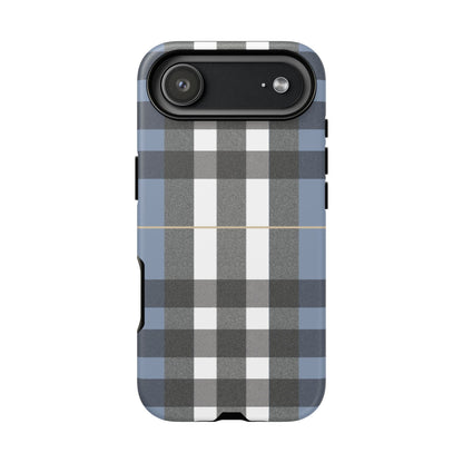 Nordic Plaid Tough Phone Case — Blue Gray Buffalo Check Protective Cover
