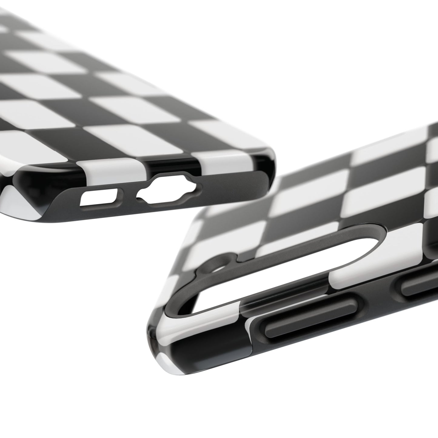 Checkerboard Tough Phone Case — Black & White Retro Protective Cover