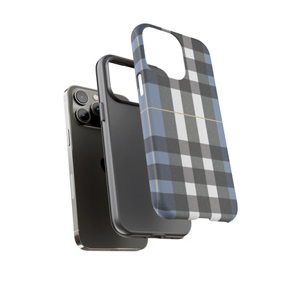 Nordic Plaid Tough Phone Case — Blue Gray Buffalo Check Protective Cover
