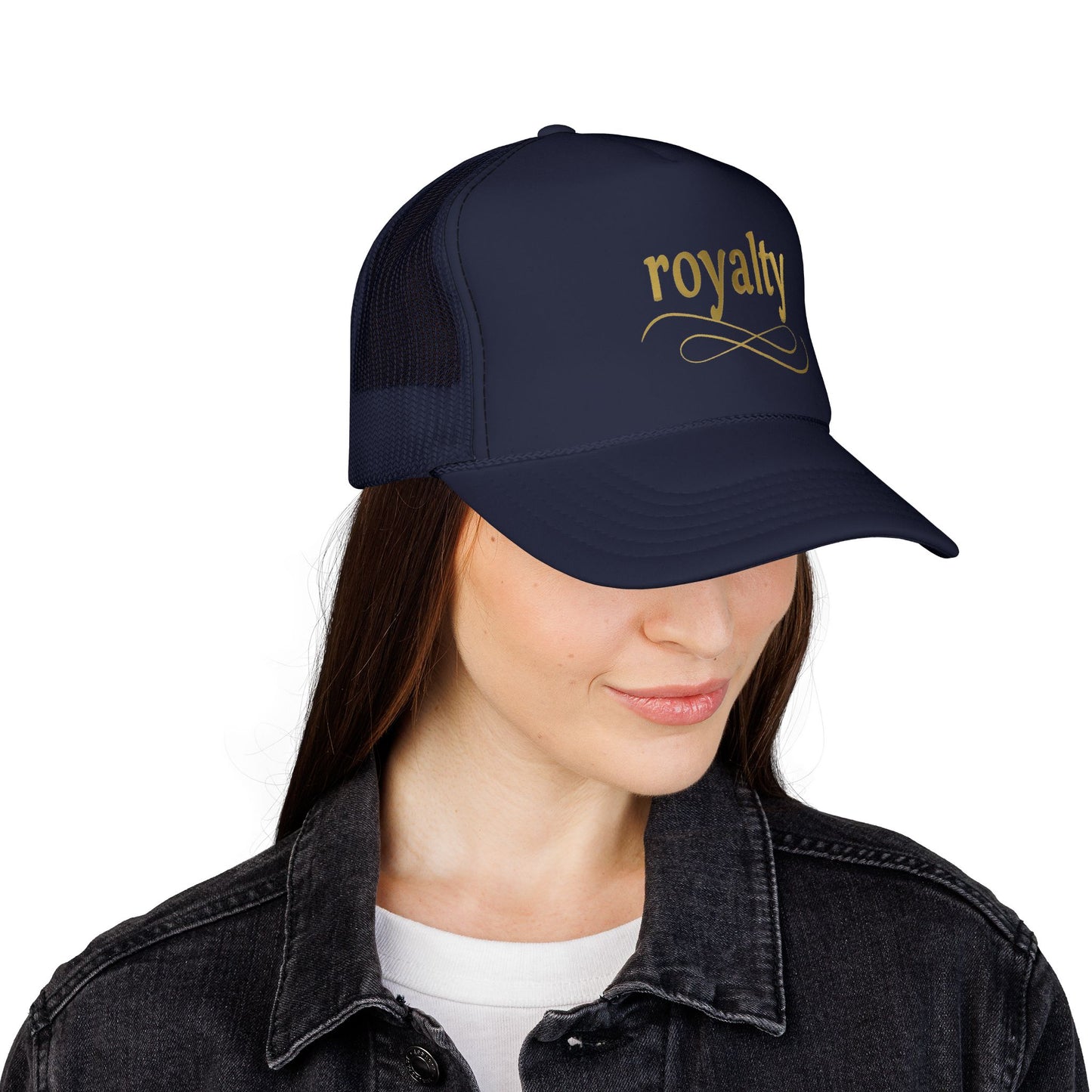 Gold Royalty Script Trucker Cap – Gold Script Mesh Hat