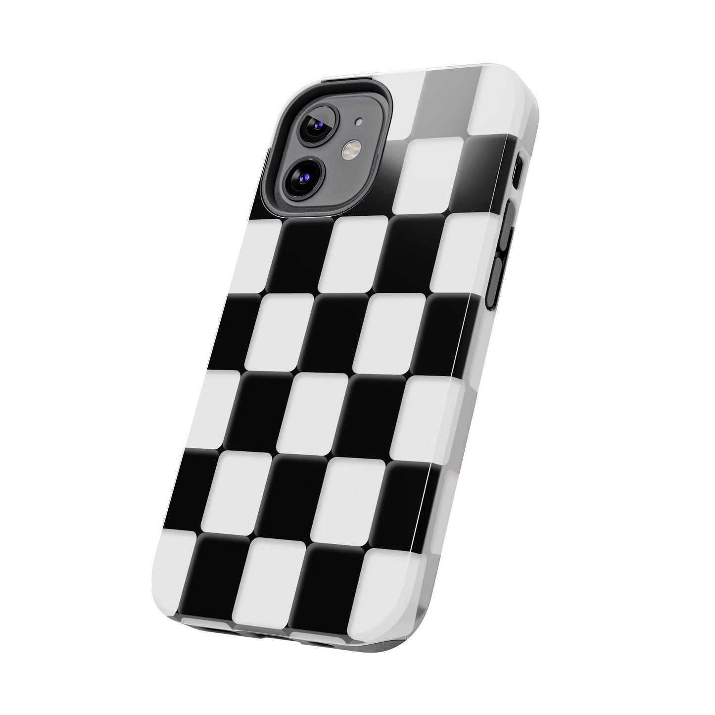 Checkerboard Tough Phone Case — Black & White Retro Protective Cover