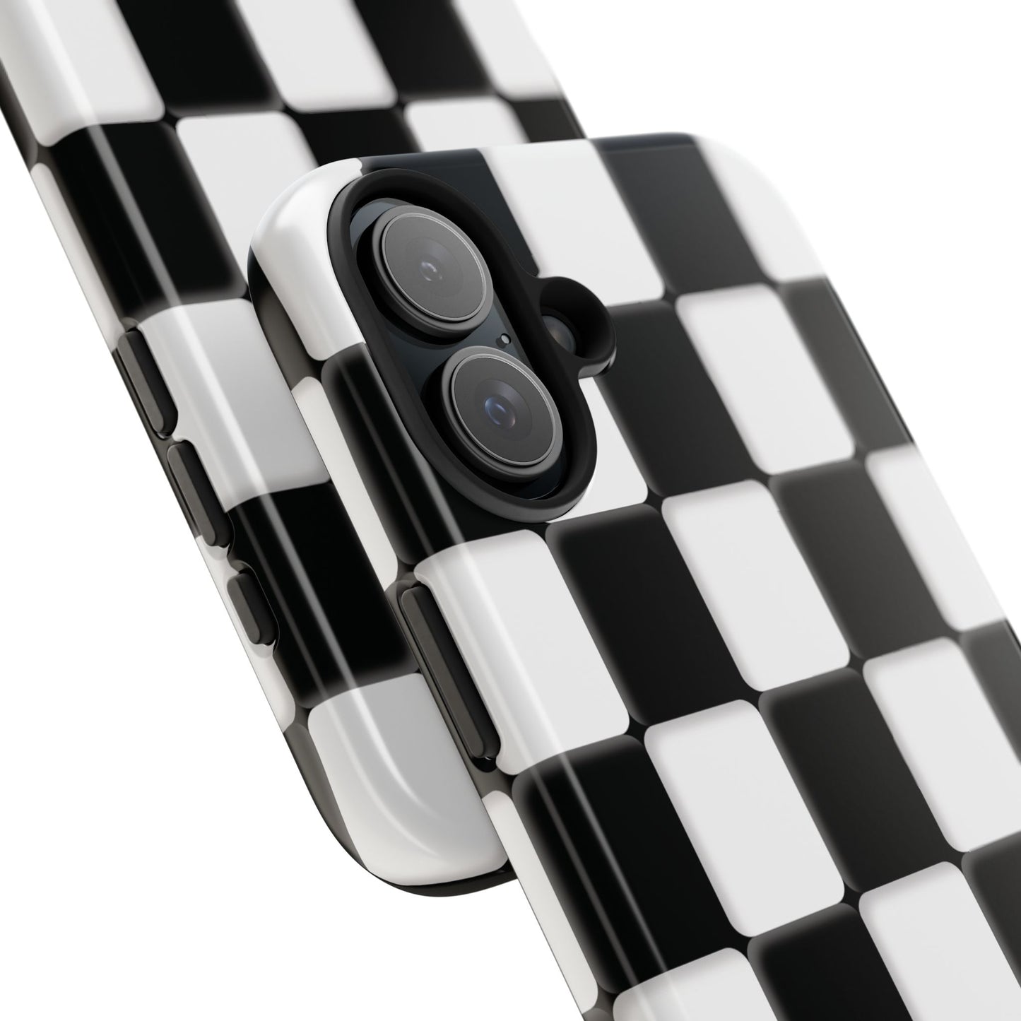 Checkerboard Tough Phone Case — Black & White Retro Protective Cover
