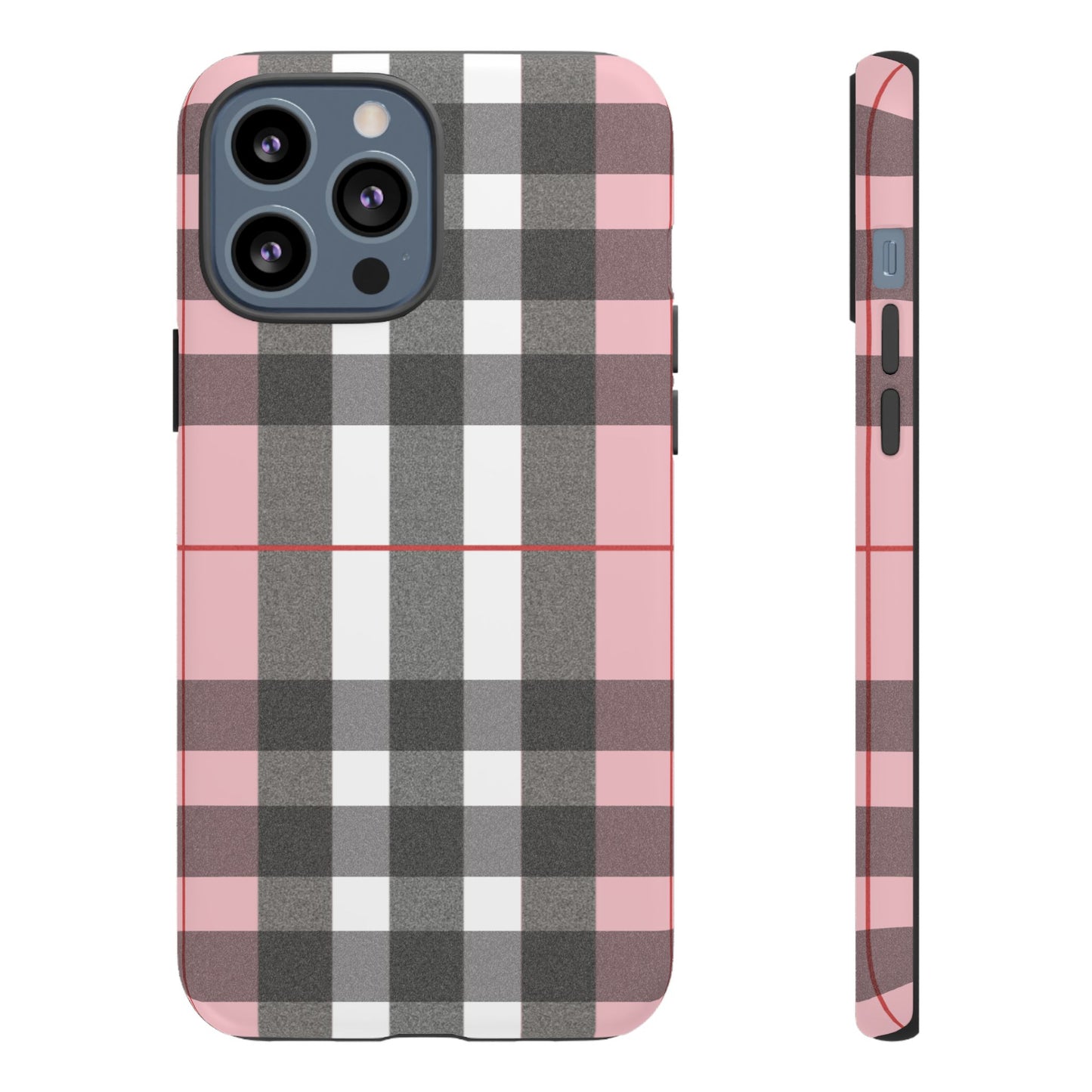 Bubblegum Plaid Tough Phone Case - Pink and Gray Buffalo Protection Cover