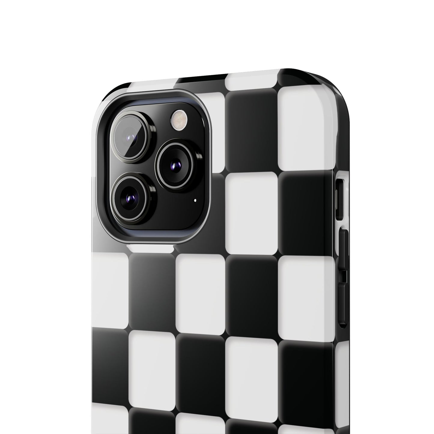 Checkerboard Tough Phone Case — Black & White Retro Protective Cover