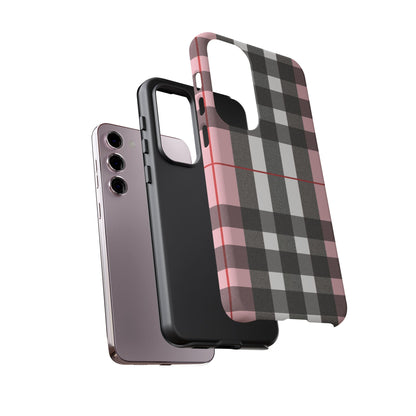 Bubblegum Plaid Tough Phone Case - Pink and Gray Buffalo Protection Cover