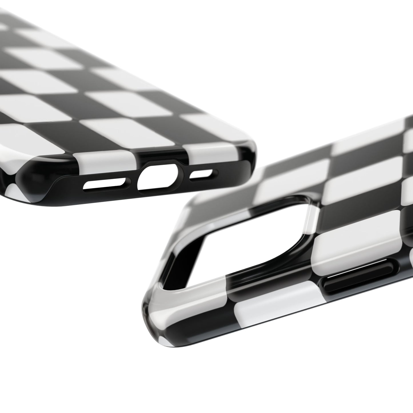 Checkerboard Tough Phone Case — Black & White Retro Protective Cover