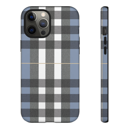 Nordic Plaid Tough Phone Case — Blue Gray Buffalo Check Protective Cover