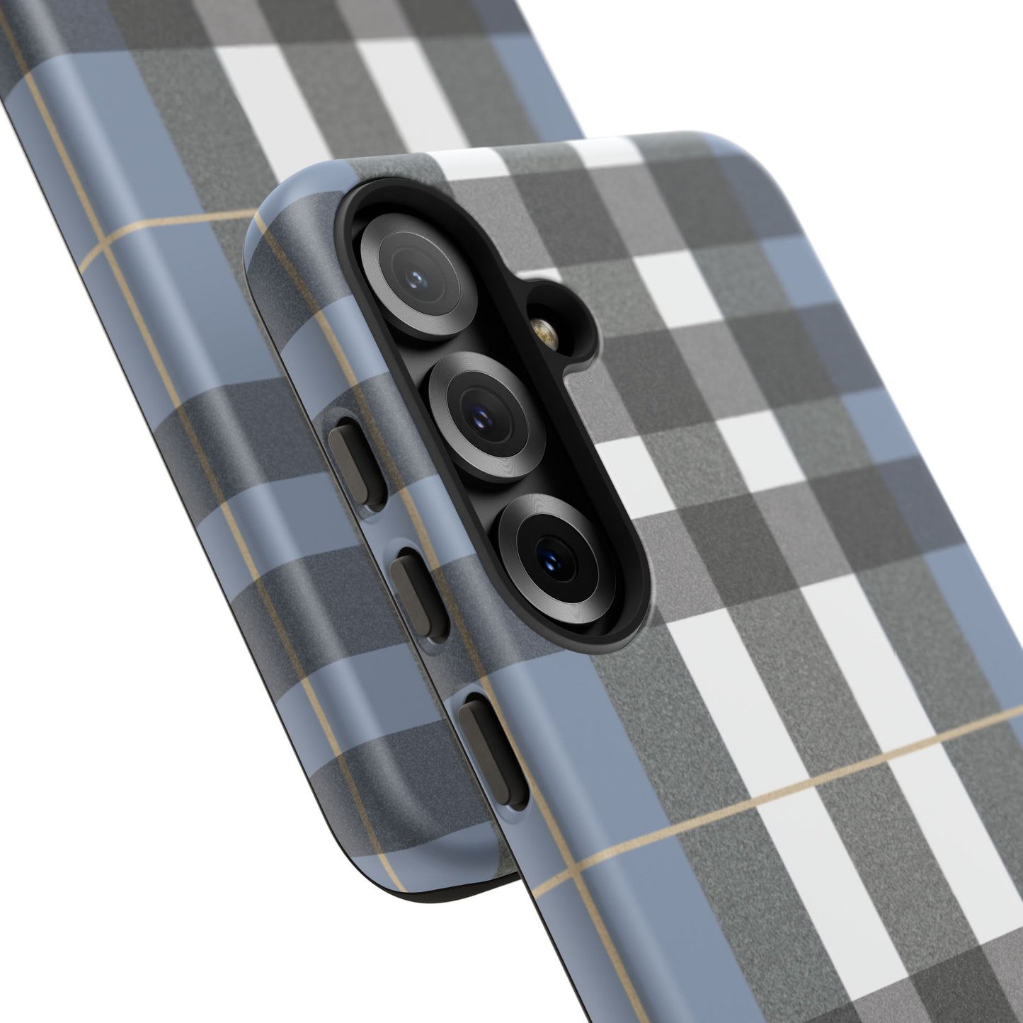 Nordic Plaid Tough Phone Case — Blue Gray Buffalo Check Protective Cover