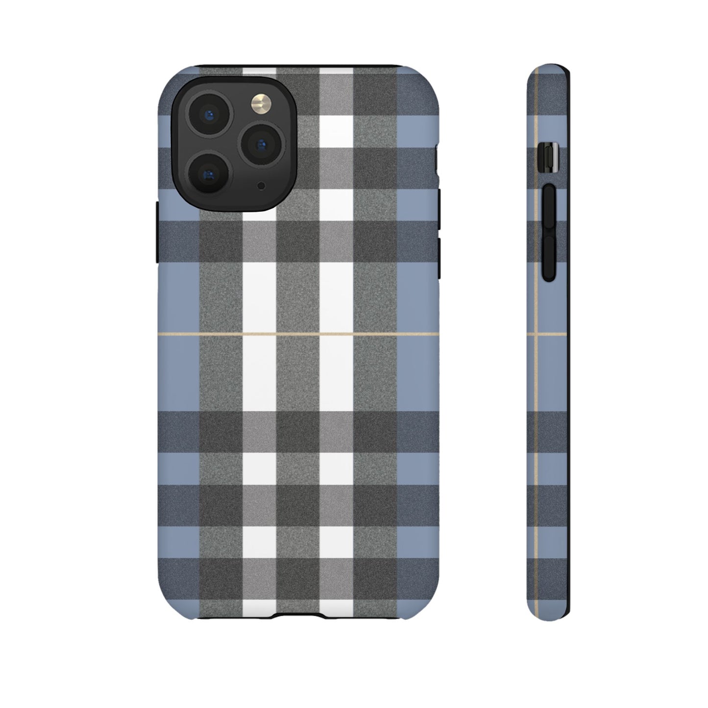 Nordic Plaid Tough Phone Case — Blue Gray Buffalo Check Protective Cover