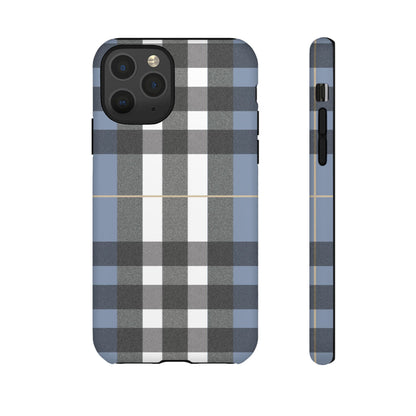 Nordic Plaid Tough Phone Case — Blue Gray Buffalo Check Protective Cover