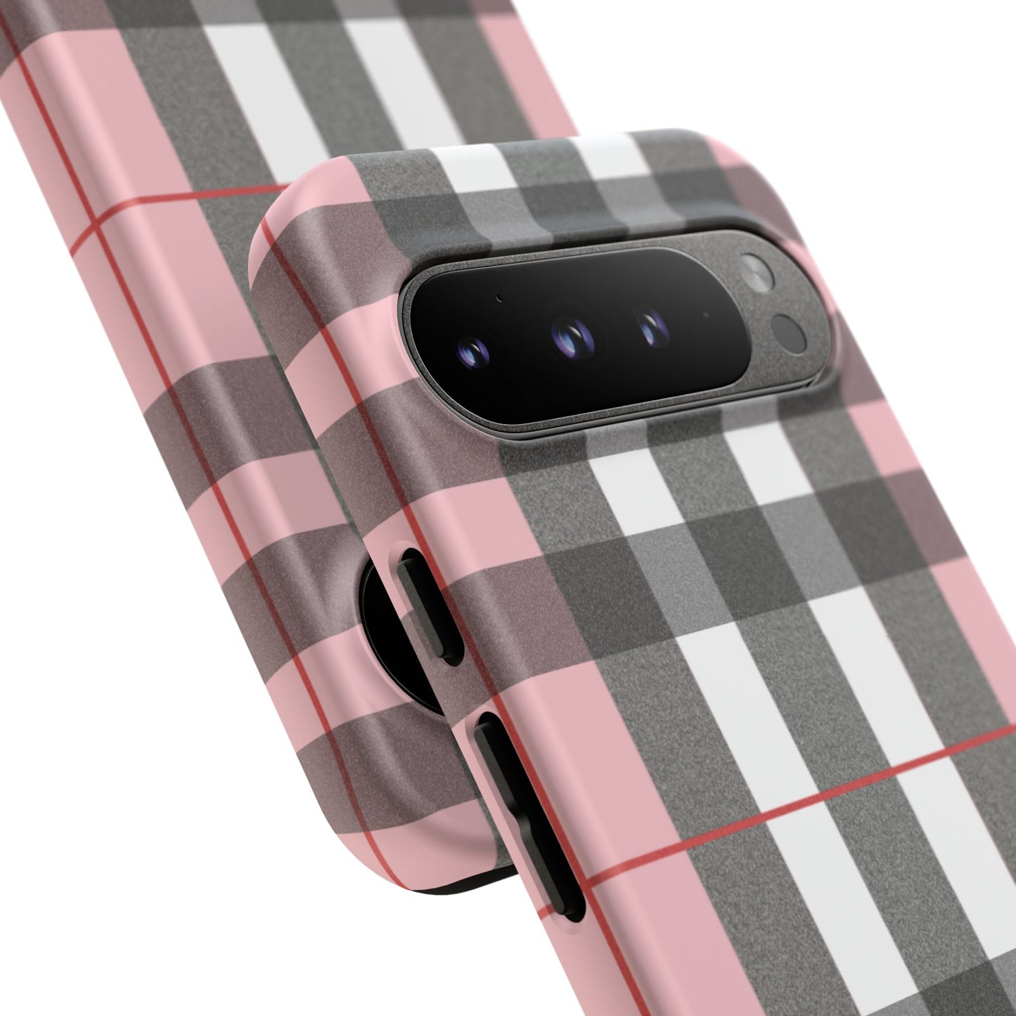 Bubblegum Plaid Tough Phone Case - Pink and Gray Buffalo Protection Cover