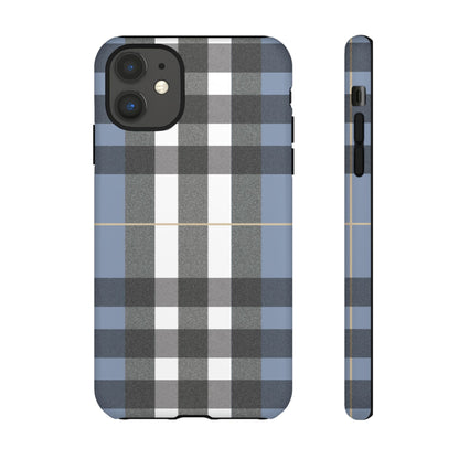 Nordic Plaid Tough Phone Case — Blue Gray Buffalo Check Protective Cover