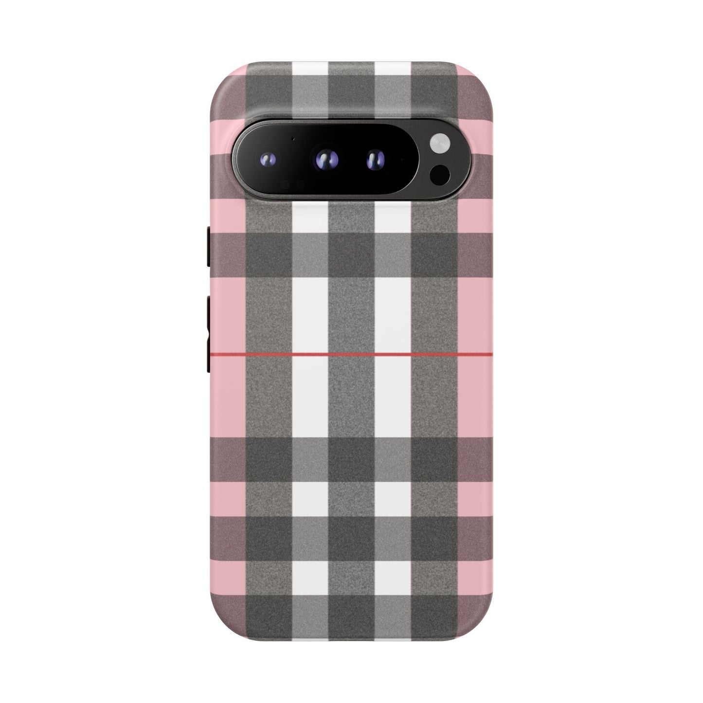 Bubblegum Plaid Tough Phone Case - Pink and Gray Buffalo Protection Cover