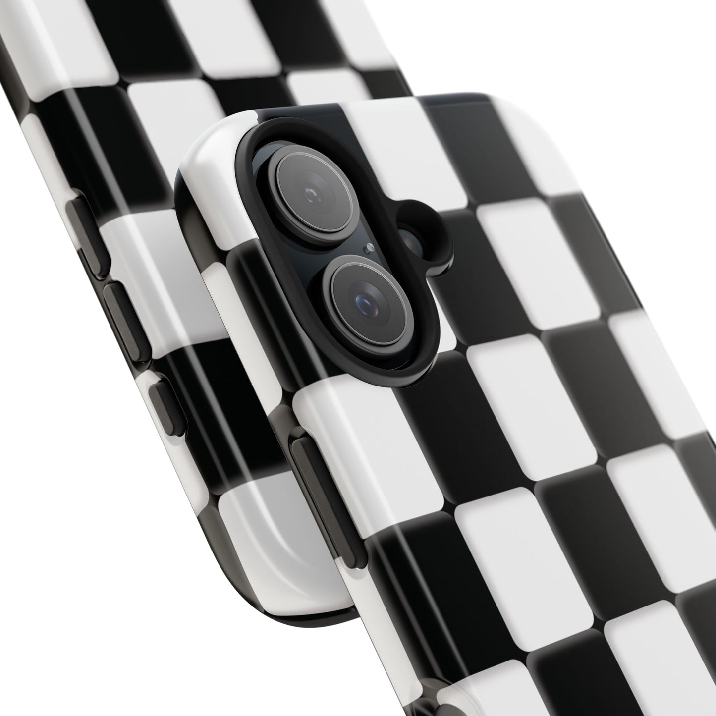 Checkerboard Tough Phone Case — Black & White Retro Protective Cover