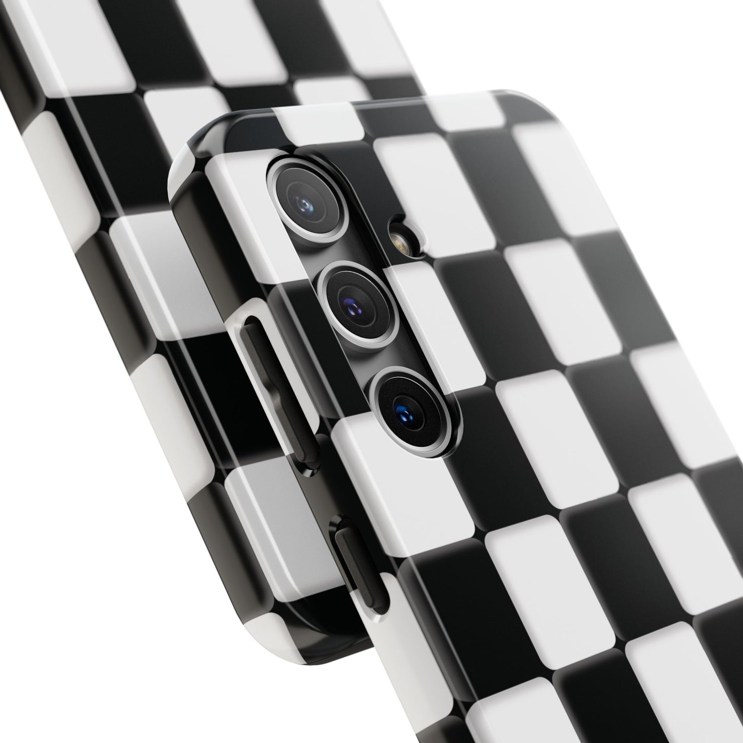 Checkerboard Tough Phone Case — Black & White Retro Protective Cover