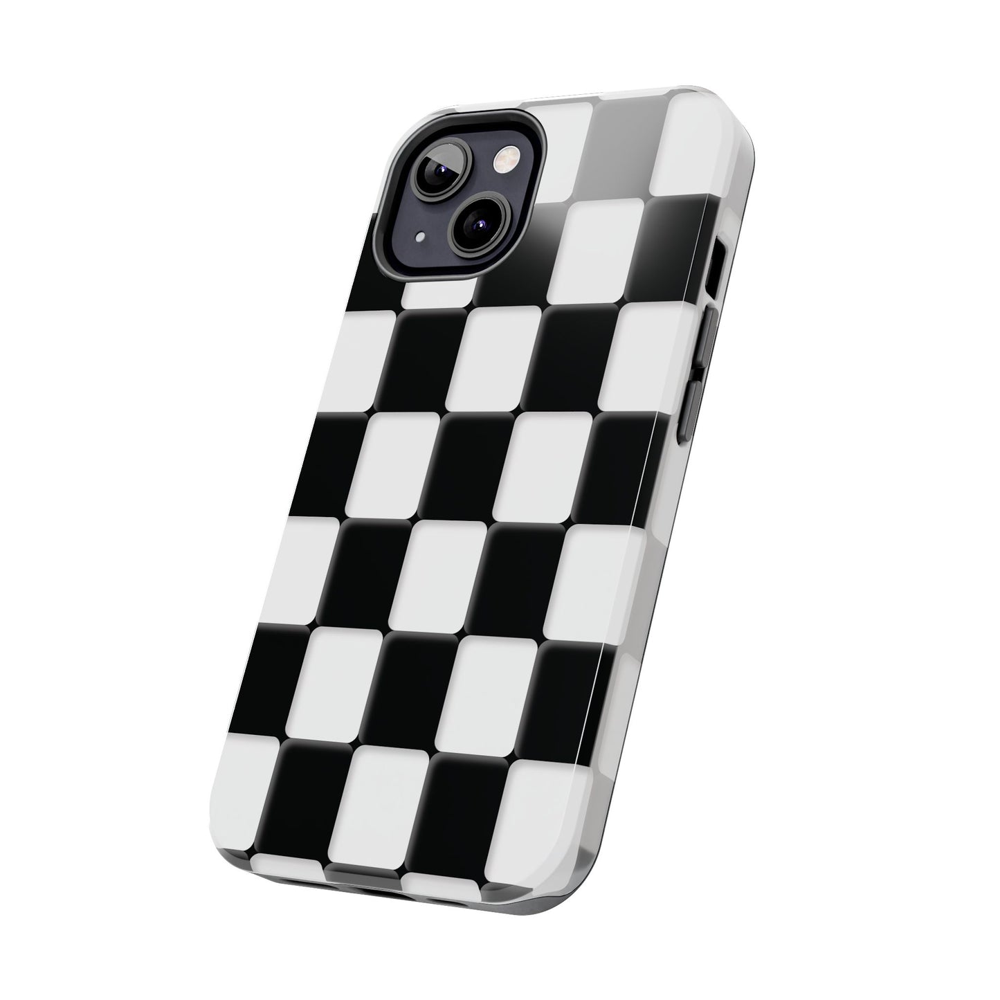 Checkerboard Tough Phone Case — Black & White Retro Protective Cover