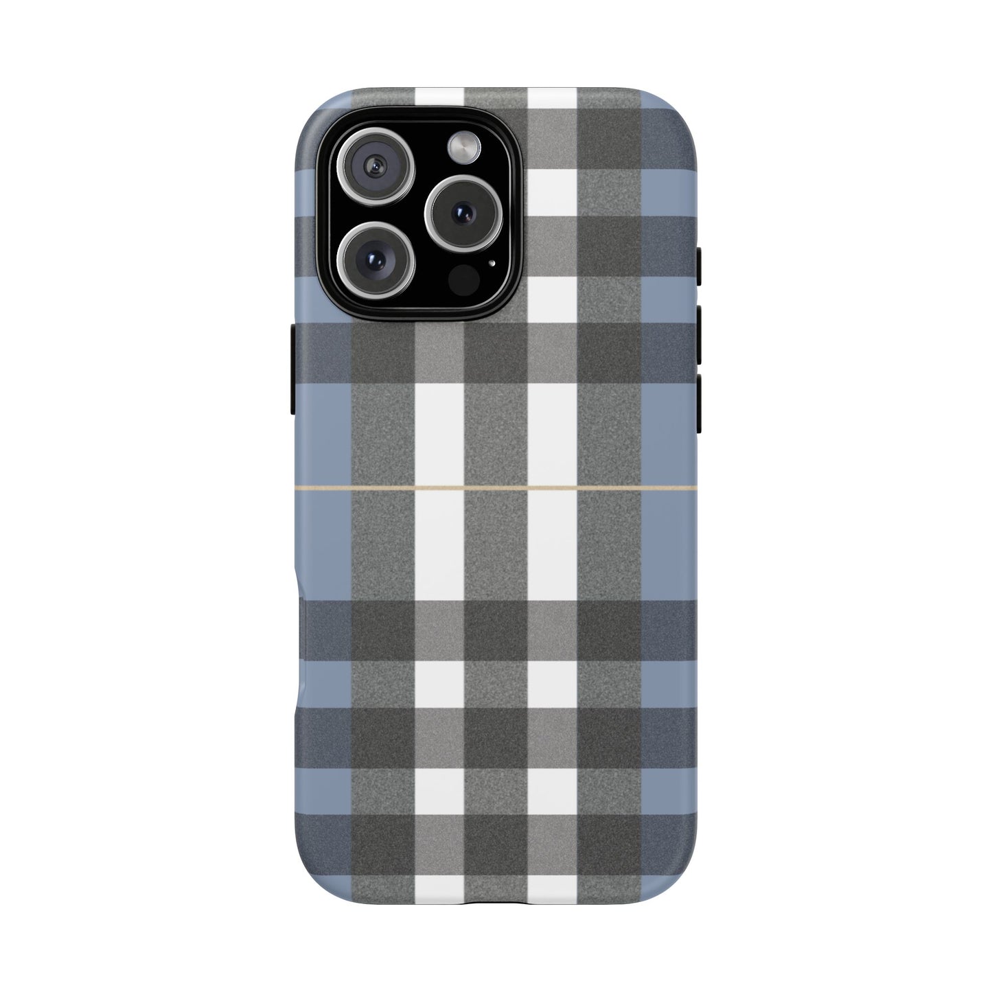 Nordic Plaid Tough Phone Case — Blue Gray Buffalo Check Protective Cover