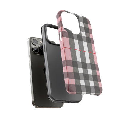Bubblegum Plaid Tough Phone Case - Pink and Gray Buffalo Protection Cover