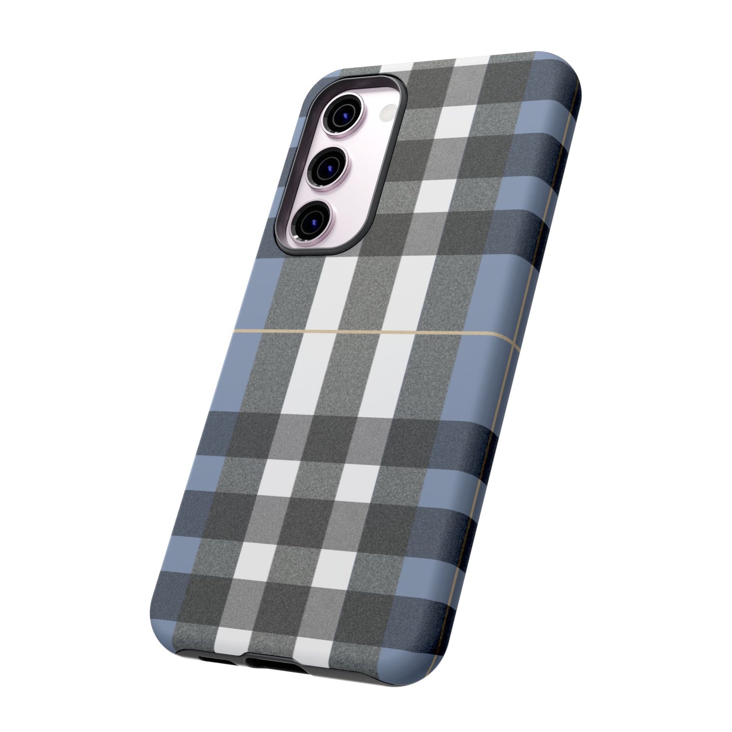 Nordic Plaid Tough Phone Case — Blue Gray Buffalo Check Protective Cover