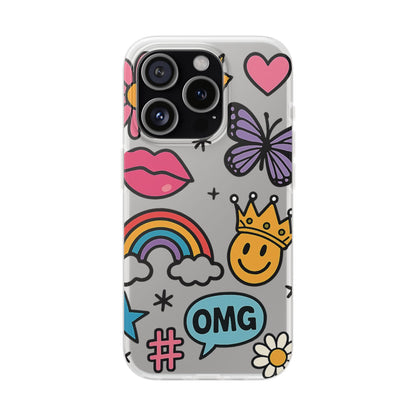 Doodle Pop Sticker Collage— Sleek Protective Flexi-Case