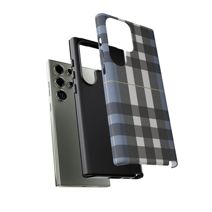 Nordic Plaid Tough Phone Case — Blue Gray Buffalo Check Protective Cover
