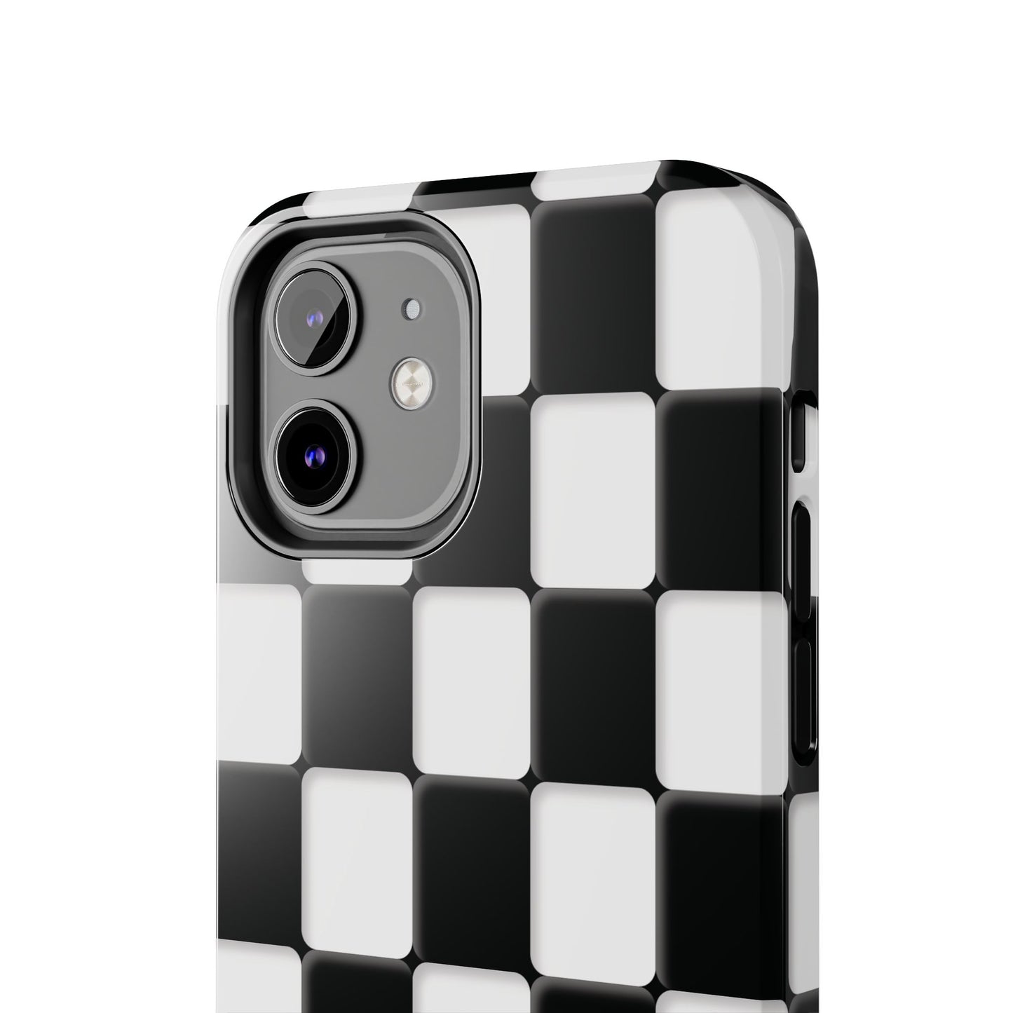 Checkerboard Tough Phone Case — Black & White Retro Protective Cover