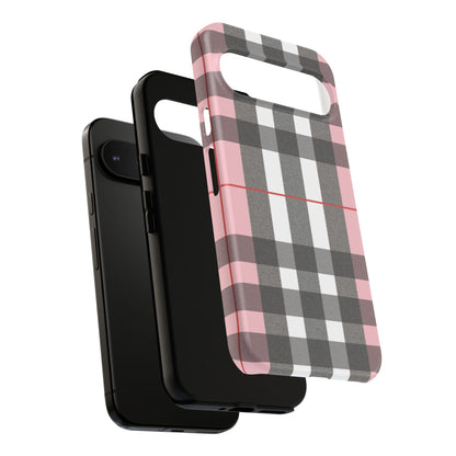 Bubblegum Plaid Tough Phone Case - Pink and Gray Buffalo Protection Cover