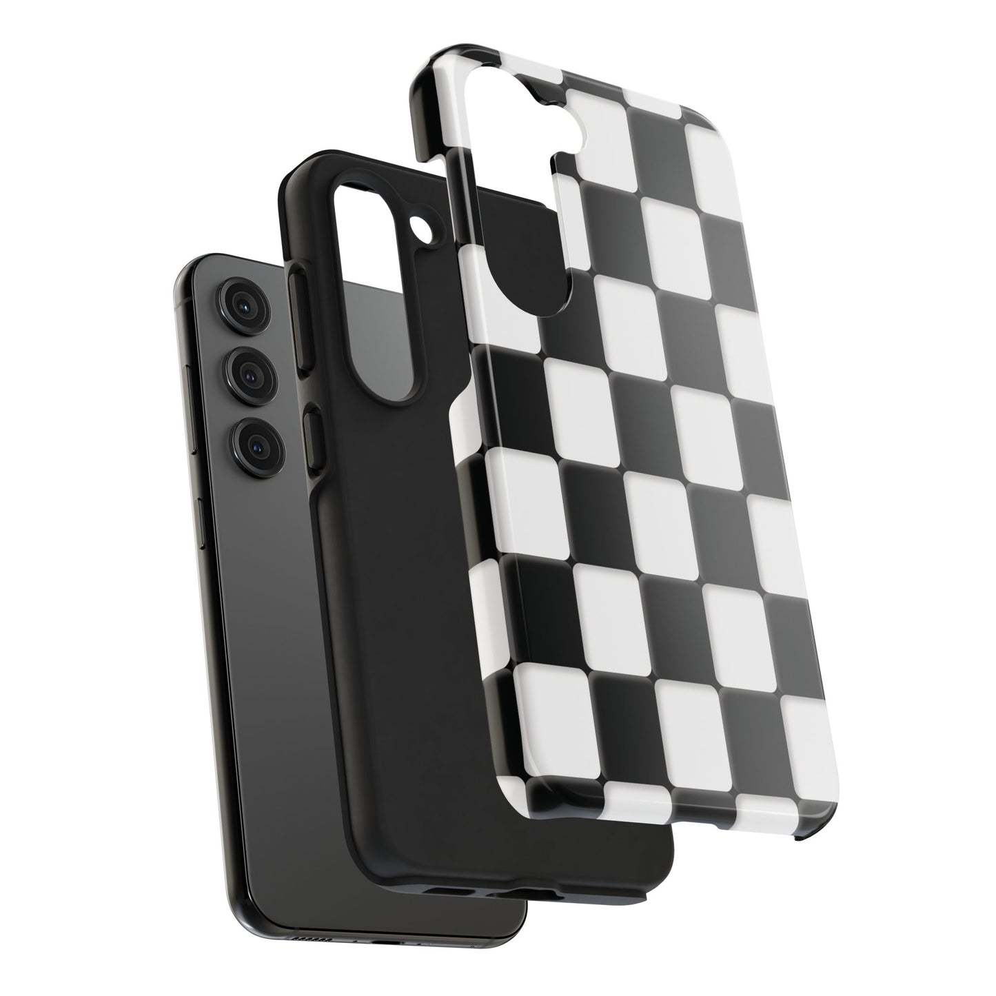 Checkerboard Tough Phone Case — Black & White Retro Protective Cover