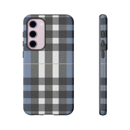 Nordic Plaid Tough Phone Case — Blue Gray Buffalo Check Protective Cover