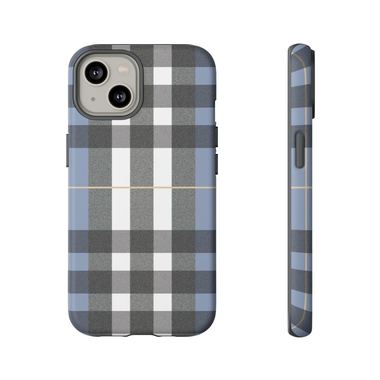 Nordic Plaid Tough Phone Case — Blue Gray Buffalo Check Protective Cover