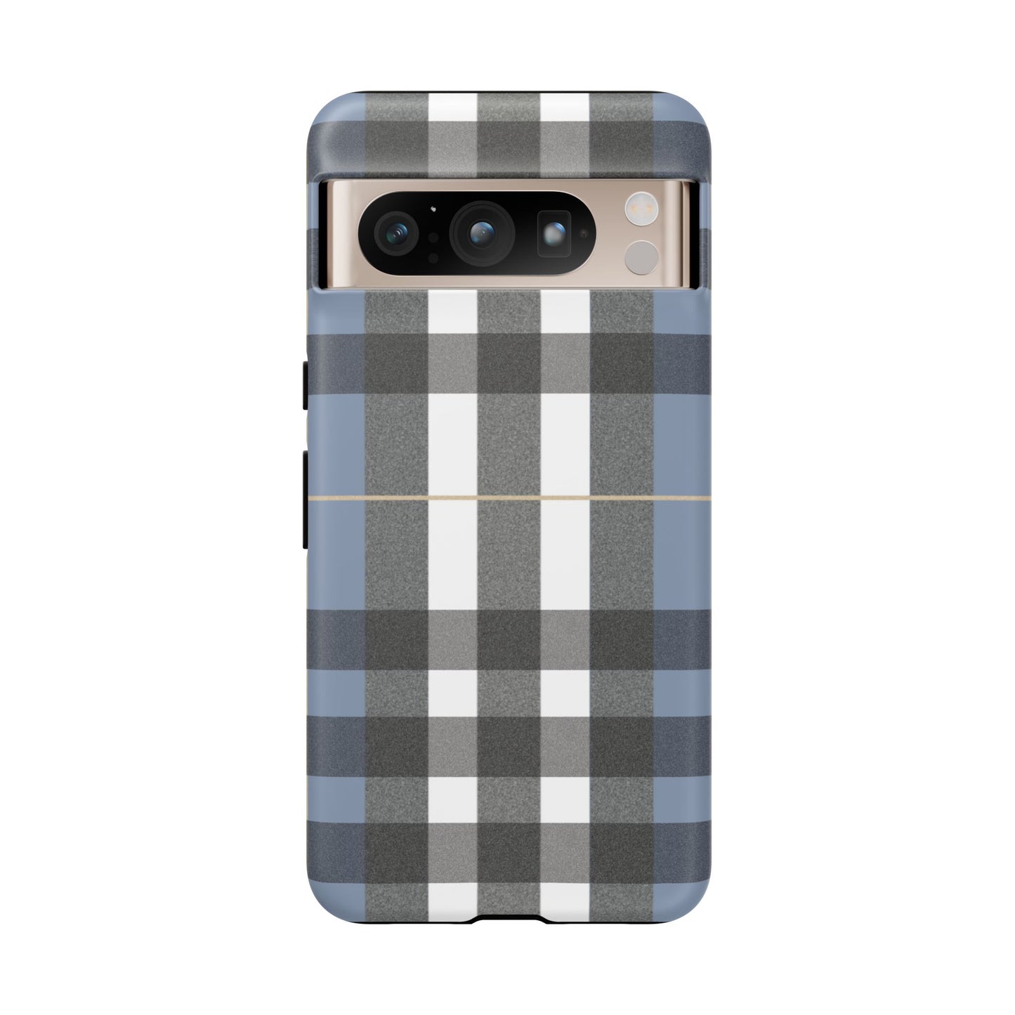 Nordic Plaid Tough Phone Case — Blue Gray Buffalo Check Protective Cover