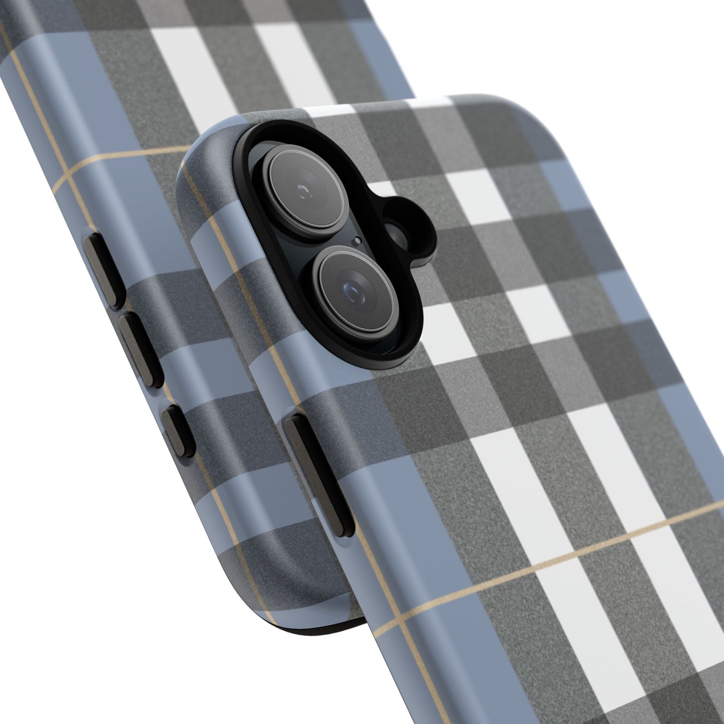 Nordic Plaid Tough Phone Case — Blue Gray Buffalo Check Protective Cover