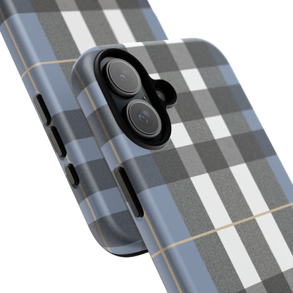 Nordic Plaid Tough Phone Case — Blue Gray Buffalo Check Protective Cover
