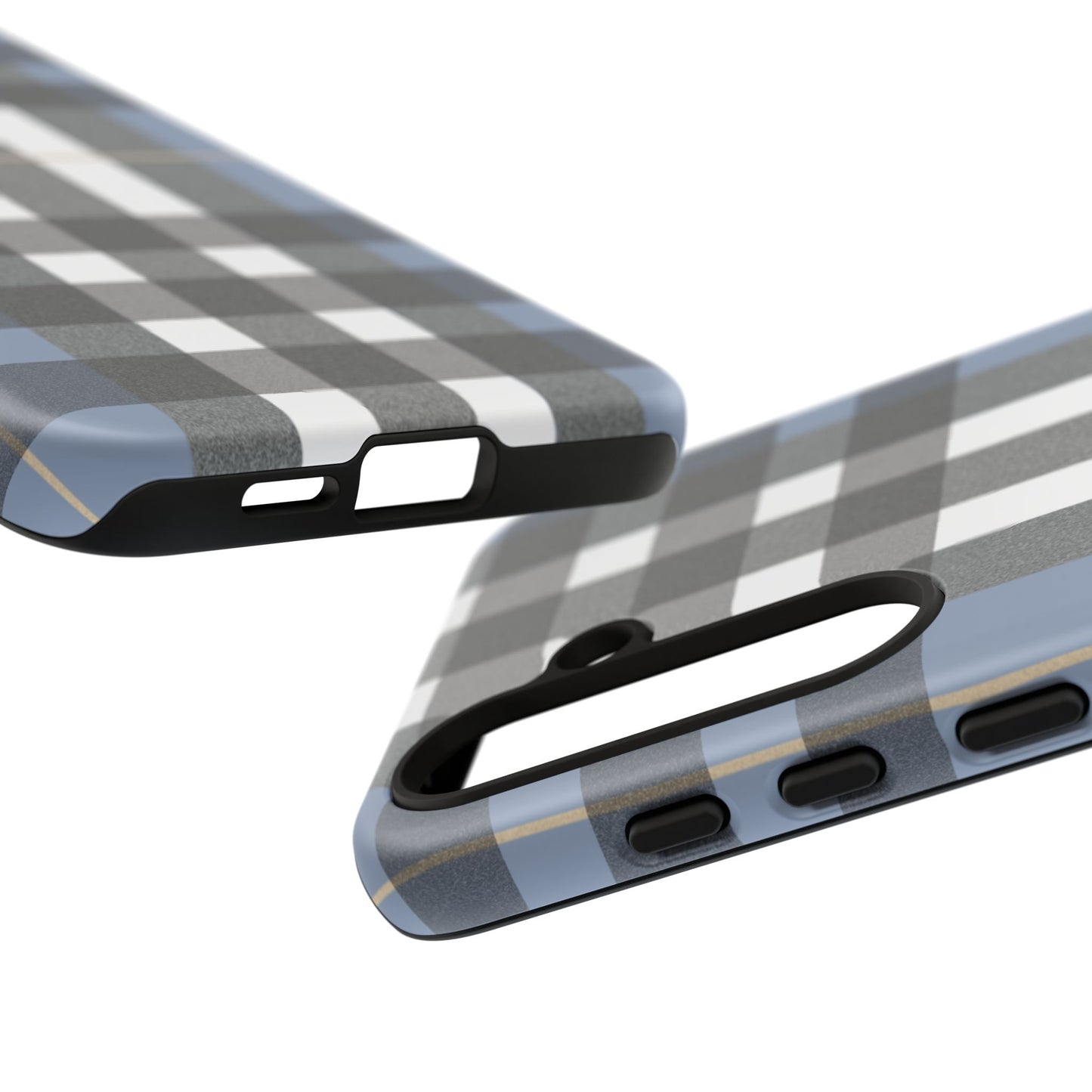 Nordic Plaid Tough Phone Case — Blue Gray Buffalo Check Protective Cover