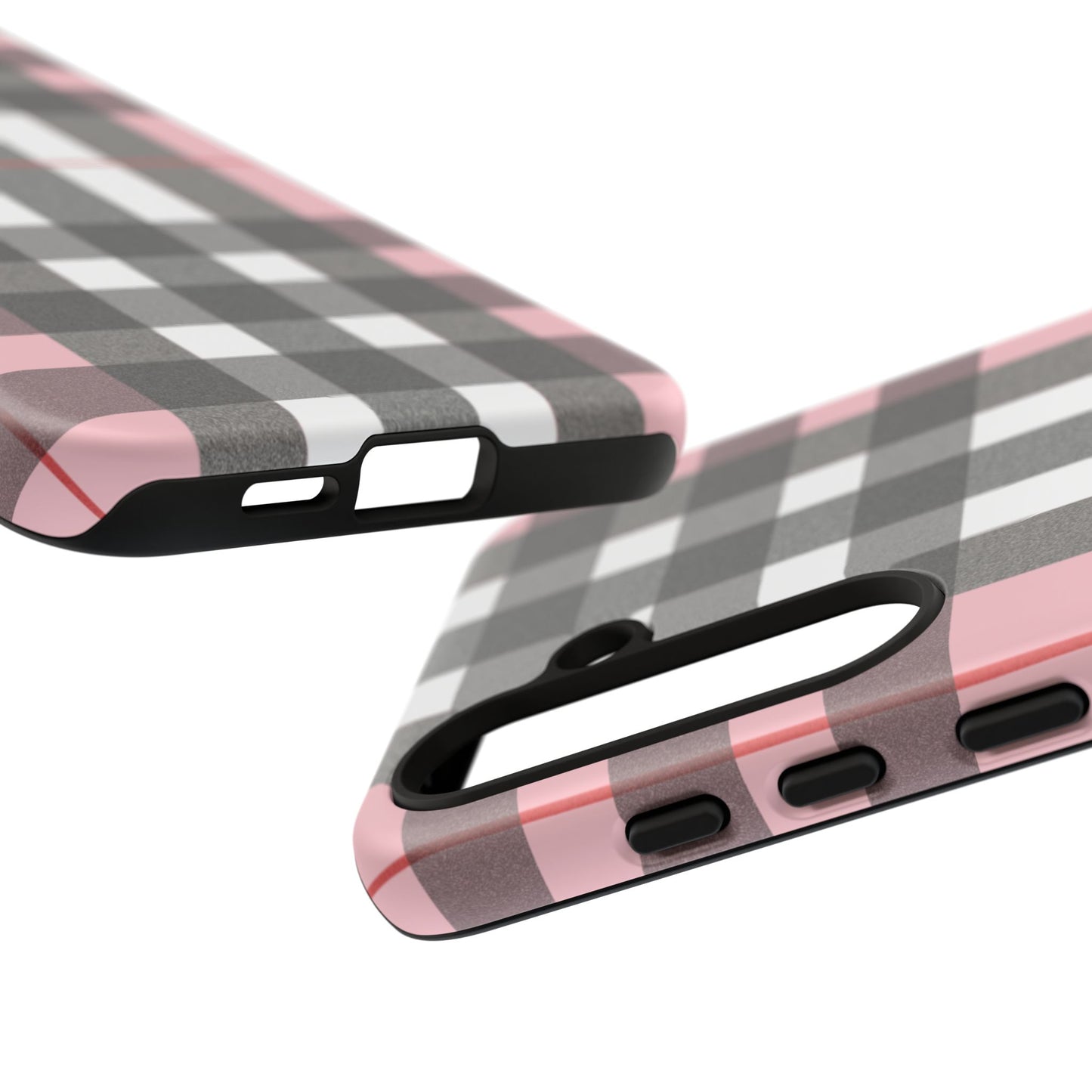 Bubblegum Plaid Tough Phone Case - Pink and Gray Buffalo Protection Cover
