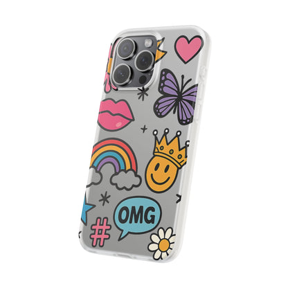 Doodle Pop Sticker Collage— Sleek Protective Flexi-Case